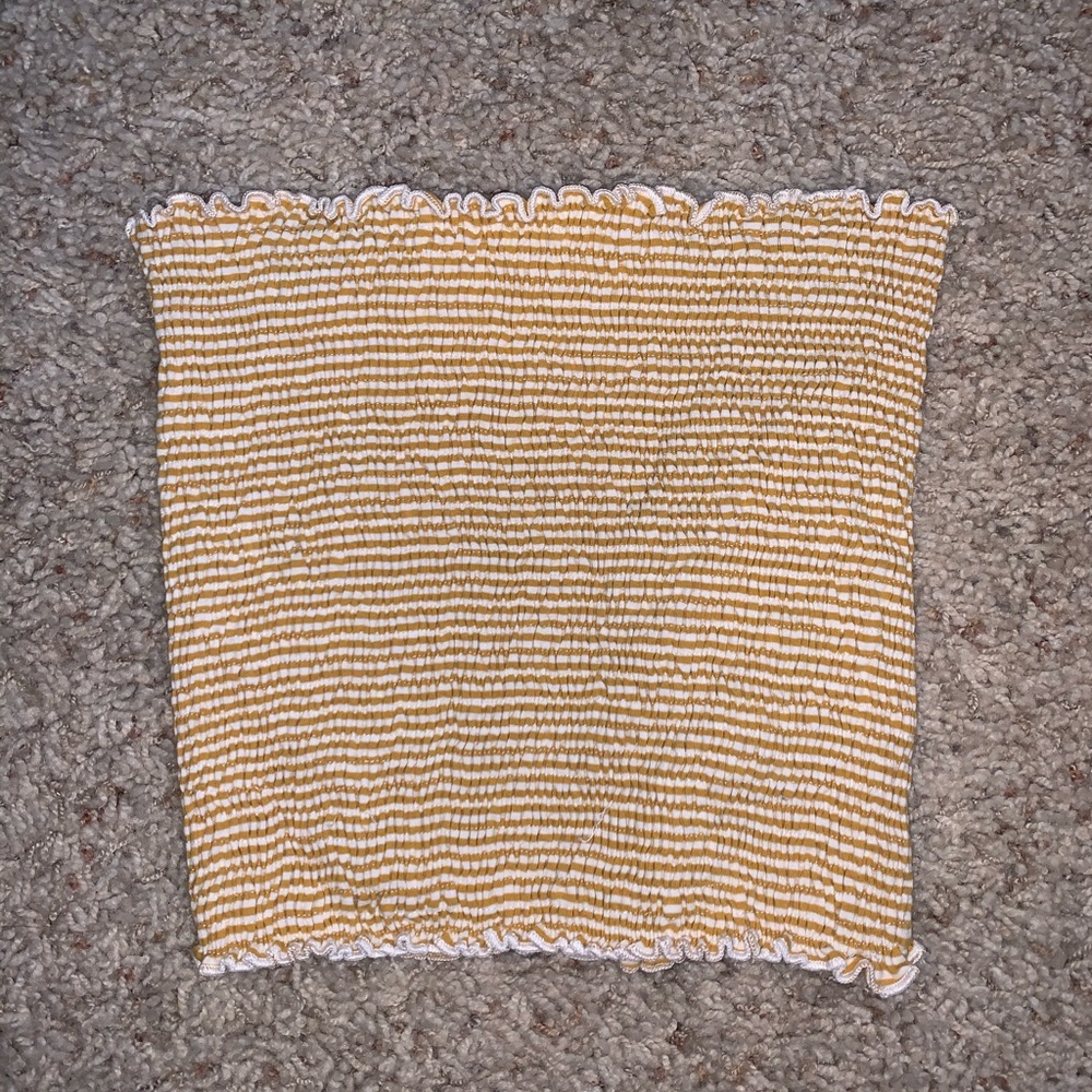 brandy melville yellow & white striped tube top